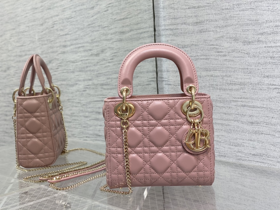 Mini Lady Dior Bag Pink Cannage Lambskin